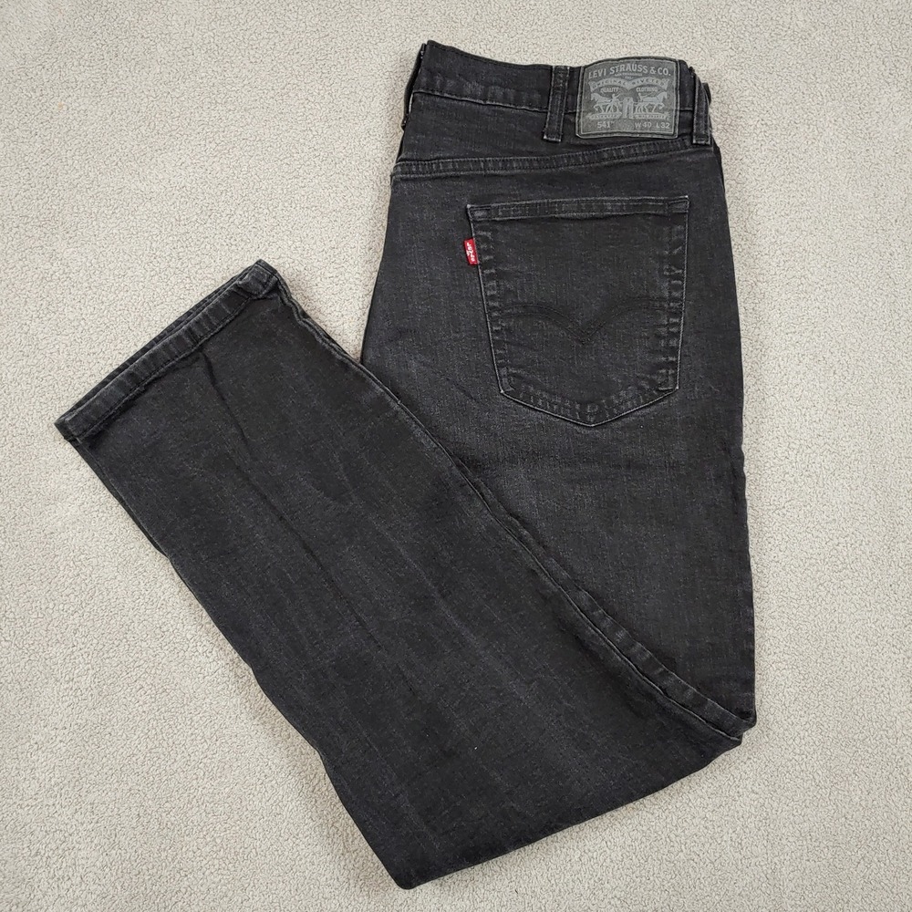 Levi's 541 Athletic Taper - Mens 40x30 Black Denim Jeans - Classic Fit Pants